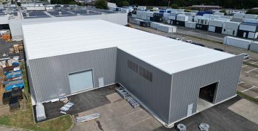 Lagerhalle Flachdach Stahlkonstruktion