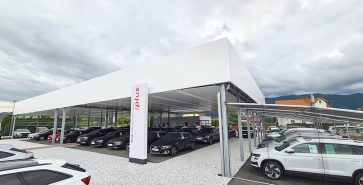 Flachdach Überdachung Parkplatz